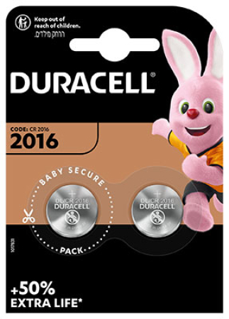 PARISTO 2KPL CR2016 DURACELL 966-2016