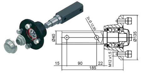 PYÖRÄNNAPA 4X98  PULTTIKIINNITTEINEN 123-CW-0103B