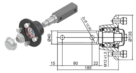 PYÖRÄNNAPA 4X100 PULTTIKIINNITTEINEN 123-CW-0203B