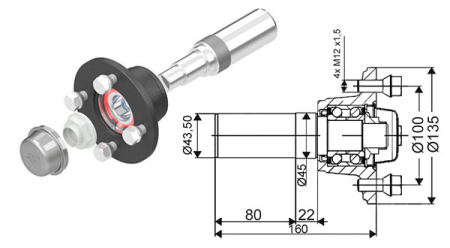 PYÖRÄNNAPA 4X100 HITSATTAVA 123-CW-0203