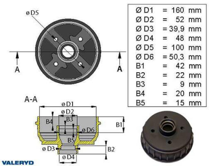JARRURUMPU 160MM 4X100&quot; 125-1090002