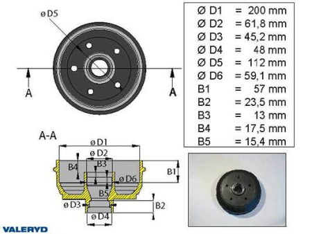 JARRURUMPU 200MM 5X112&quot; 125-1090006