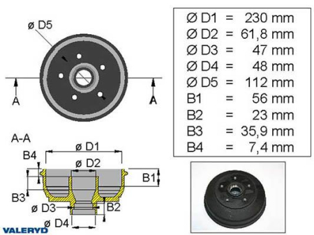 JARRURUMPU 230MM 5X112 125-1090008