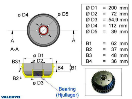 JARRURUMPU 200MM 5X112 LAAKERILLA 125-1090013