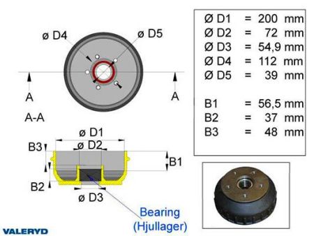 JARRURUMPU 200MM 5X112&quot; LAAKERI 125-1090017