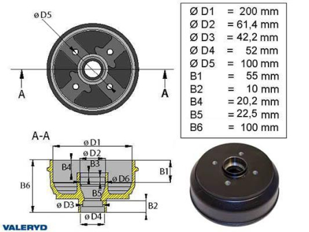JARRURUMPU 200X50 KNOTT 4X100 125-1095001
